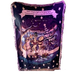 Disney Tapestry Woven Blanket | Winnie The Pooh Tigger Eore Piglet | Winter
